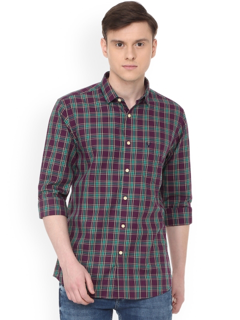 

Allen Solly Men Purple & Green Regular Fit Checked Casual Shirt