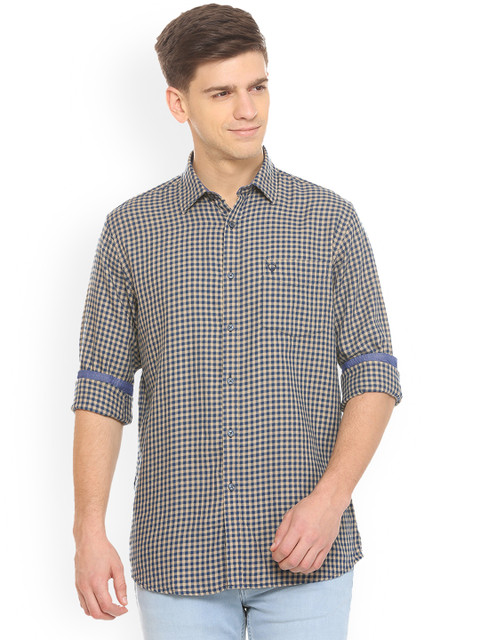 

Allen Solly Men Blue & Beige Slim Fit Checked Casual Shirt