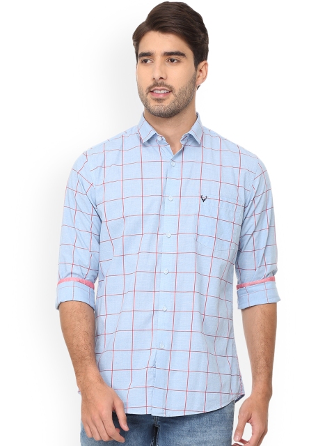 

Allen Solly Men Blue & Pink Regular Fit Checked Casual Shirt