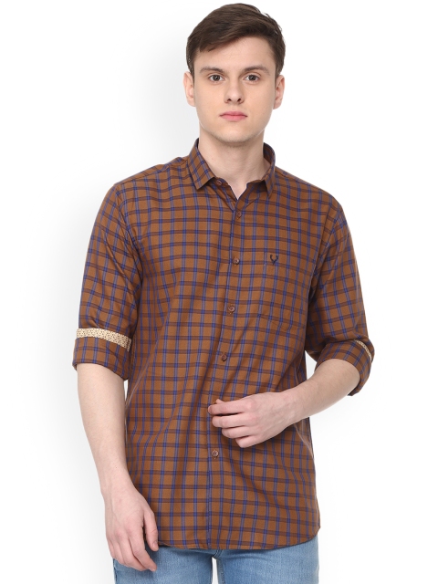 

Allen Solly Men Brown & Blue Slim Fit Checked Casual Shirt