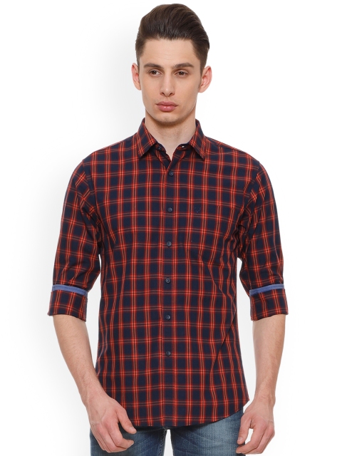 

Allen Solly Men Navy Blue Slim Fit Checked Casual Shirt