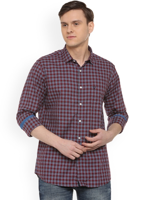 

Allen Solly Men Maroon & Blue Regular Fit Checked Casual Shirt