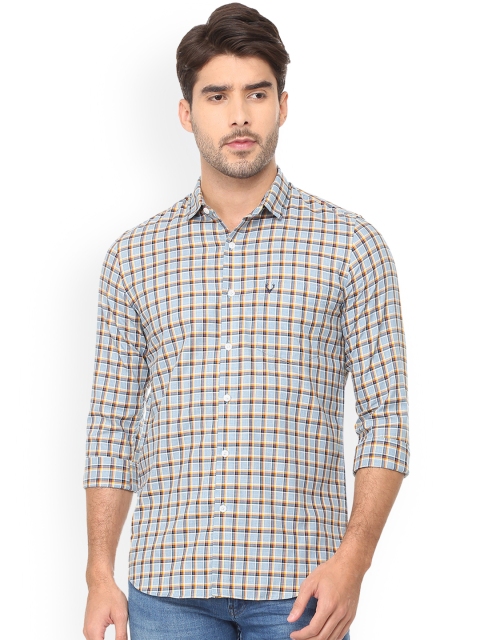 

Allen Solly Men Grey & Blue Slim Fit Checked Casual Shirt