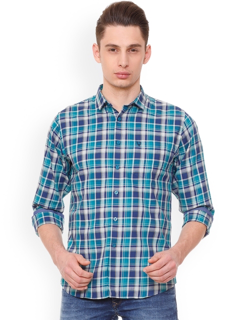 

Allen Solly Men Blue & Grey Slim Fit Checked Casual Shirt