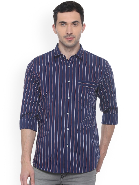 

Allen Solly Men Navy Blue Slim Fit Striped Casual Shirt