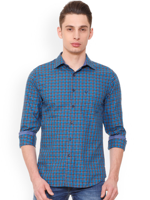 

Allen Solly Men Blue Regular Fit Checked Casual Shirt