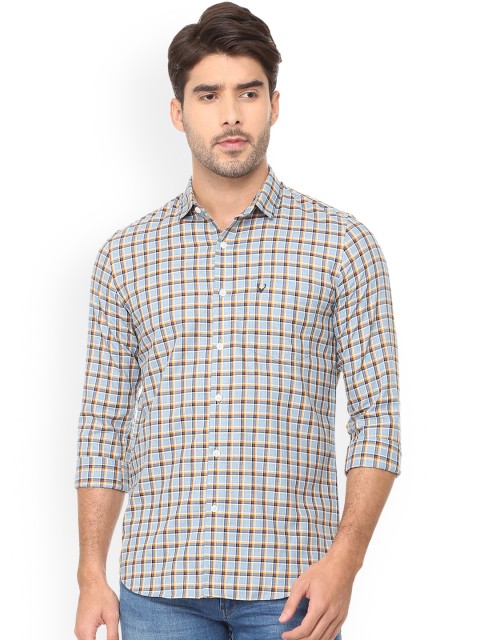 

Allen Solly Men Grey & Brown Slim Fit Checked Casual Shirt