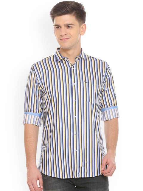 

Allen Solly Men Blue & Yellow Regular Fit Striped Casual Shirt