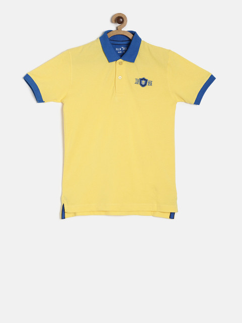 

Palm Tree Boys Yellow Solid Polo Collar T-shirt
