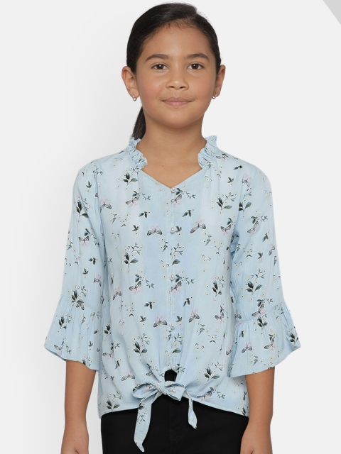 

Gini and Jony Girls Blue Printed Top