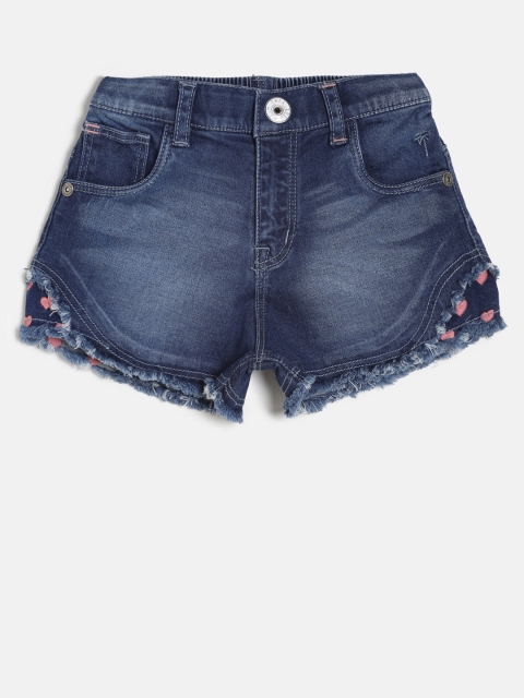

Palm Tree Girls Blue Washed Regular Fit Denim Shorts