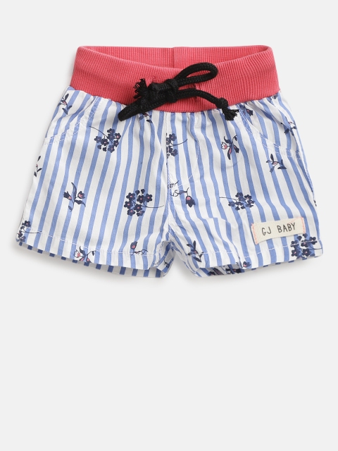 

Gini and Jony Girls White & Blue Printed Regular Shorts