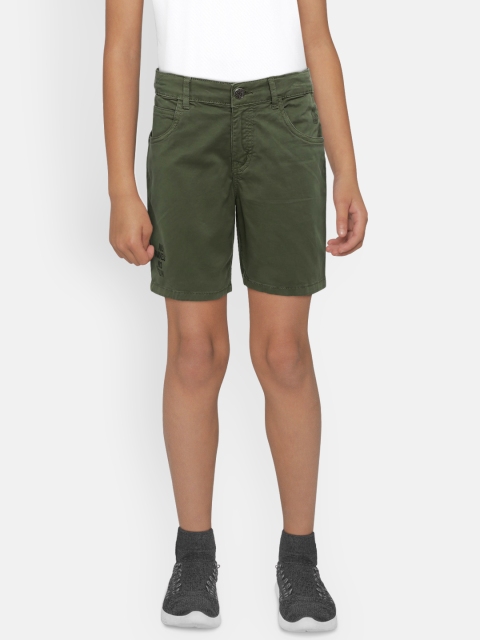 

Palm Tree Boys Olive Green Solid Regular Fit Regular Shorts