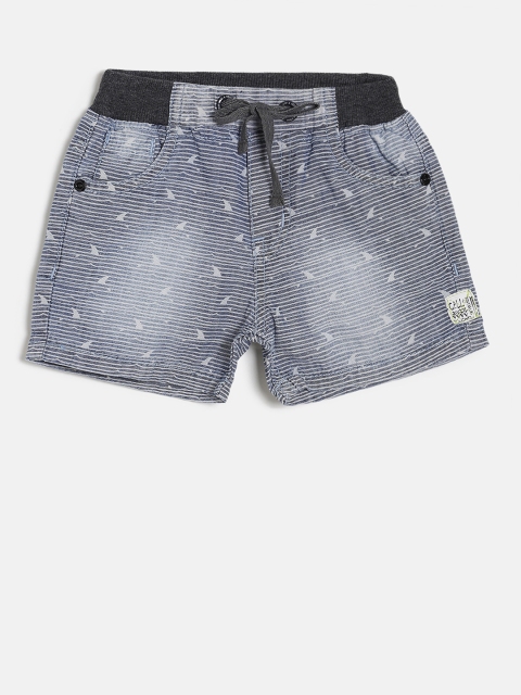 

Gini and Jony Boys Navy Blue & White Striped Regular Shorts