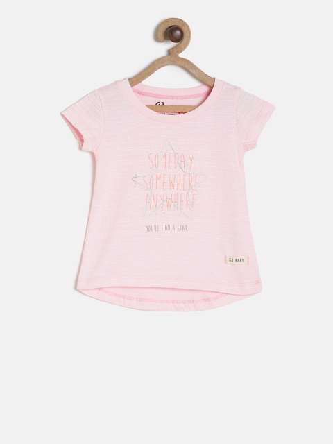 

Gini and Jony Girls Pink Printed A-Line Pure Cotton Top