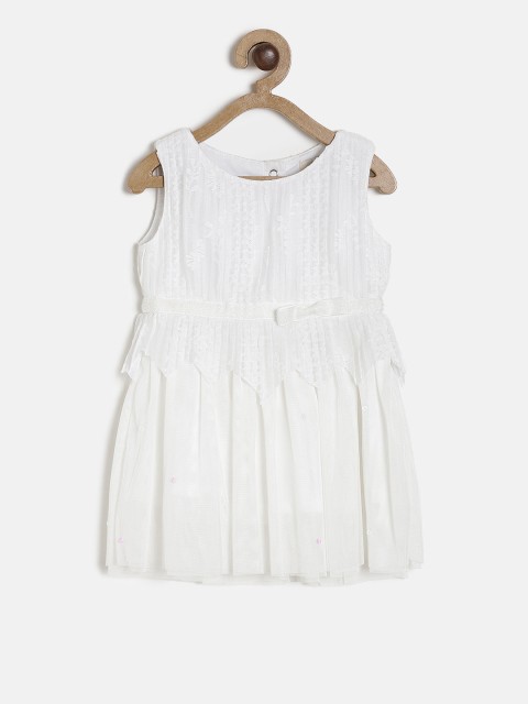 

Gini and Jony Girls White Self Design Fit and Flare Dress