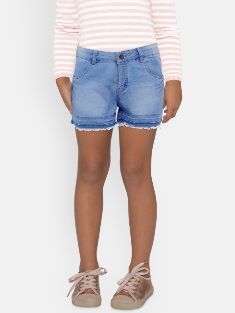 

Palm Tree Girls Blue Solid Regular Fit Denim Shorts
