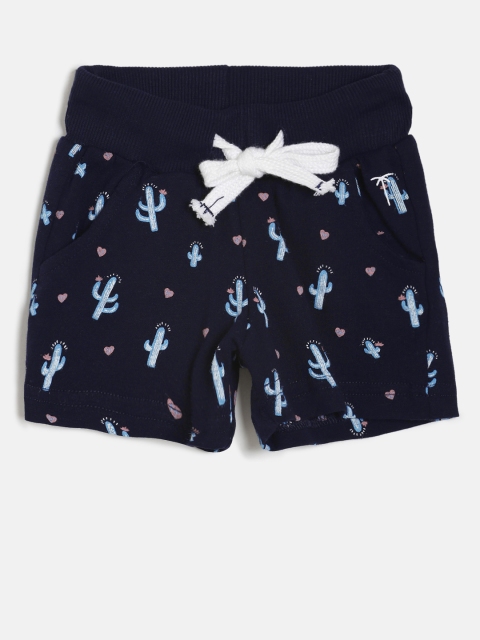 

Palm Tree Girls Navy Blue Printed Regular Fit Shorts