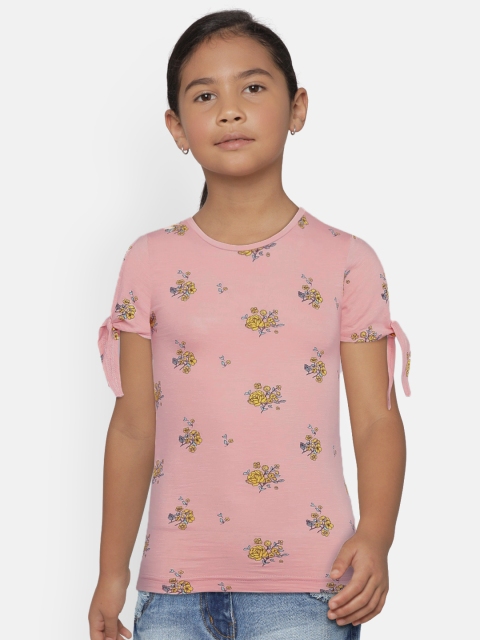 

Palm Tree Girls Peach-Coloured Printed Top