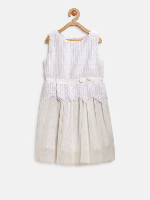 

Gini and Jony Girls Off-White Self-Design Net A-Line Dress
