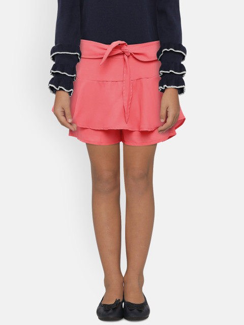 

Gini and Jony Girls Peach-Coloured Solid Regular Fit Shorts