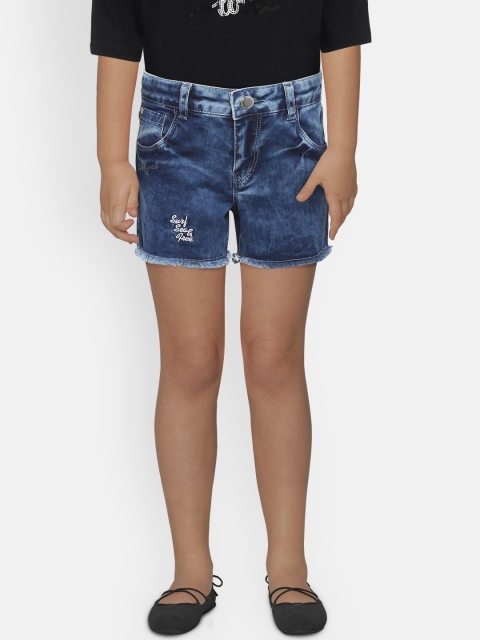 

Gini and Jony Girls Navy Blue Solid Regular Fit Denim Shorts