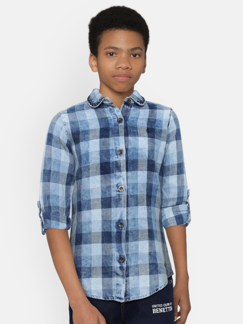 

Gini and Jony Girls Blue Regular Fit Checked Casual Shirt