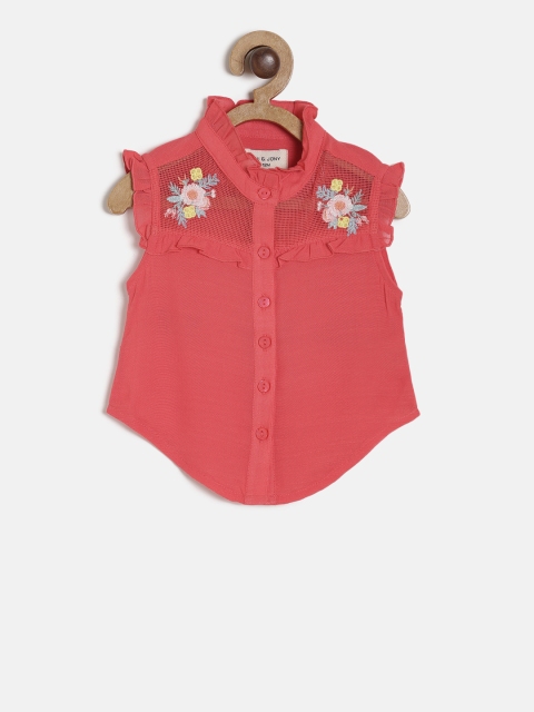 

Gini and Jony Girls Coral Embellished Shirt Style Top