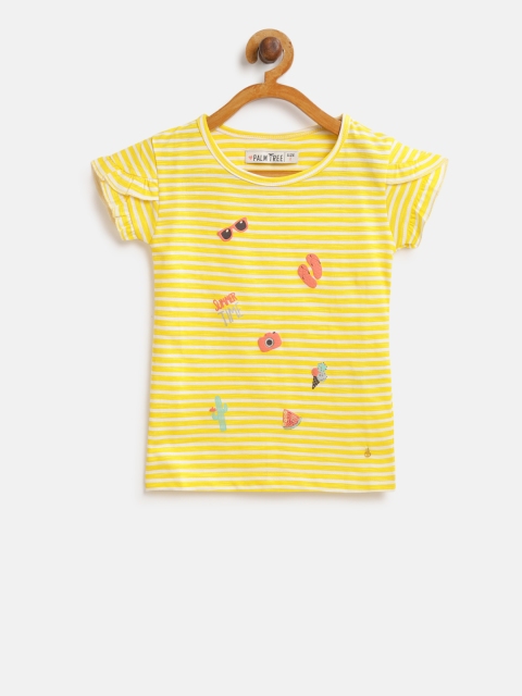 

Palm Tree Girls Yellow & White Striped Round Neck T-shirt