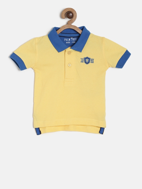 

Palm Tree Boys Yellow Solid Polo Collar T-shirt