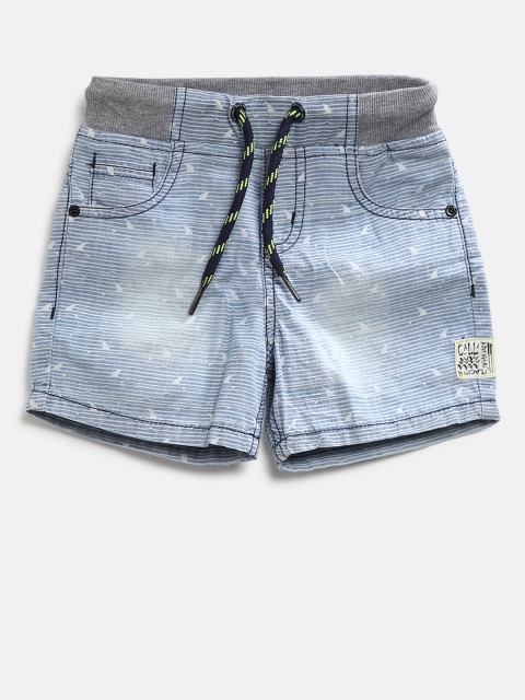 

Gini and Jony Boys Blue Washed Striped Regular Fit Denim Shorts