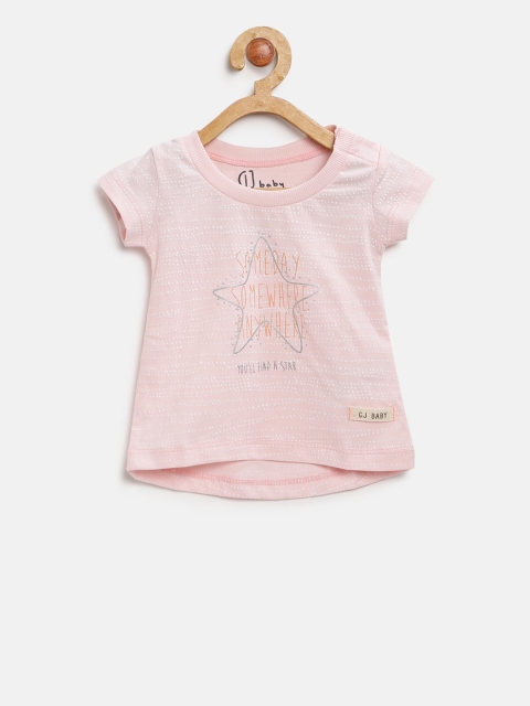 

Gini and Jony Girls Pink Printed Round Neck T-shirt