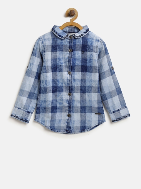 

Gini and Jony Girls Blue Regular Fit Checked Casual Shirt