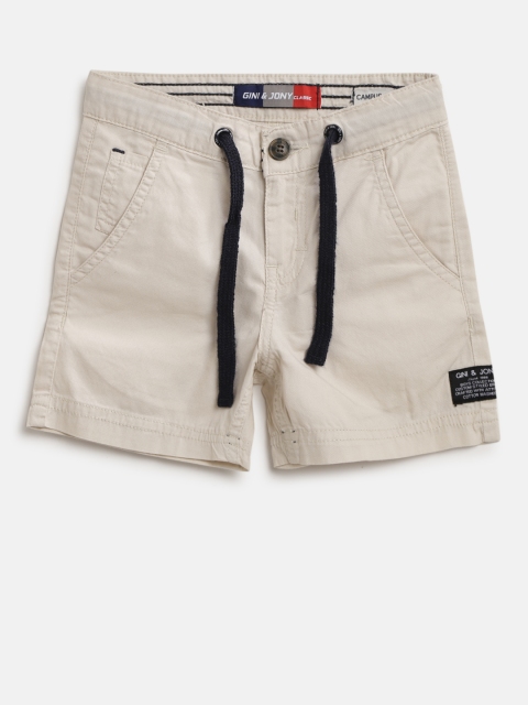 

Gini and Jony Boys Beige Solid Regular Shorts
