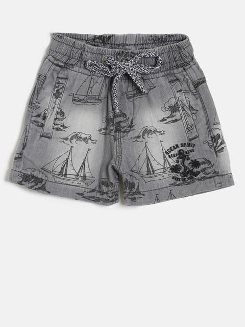 

Palm Tree Boys Grey Printed Regular Shorts