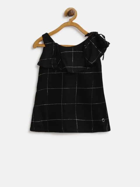 

Gini and Jony Girls Black Checked A-Line Top