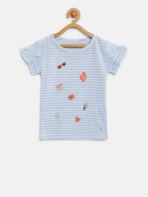 

Palm Tree Girls Blue Striped Pure Cotton Top