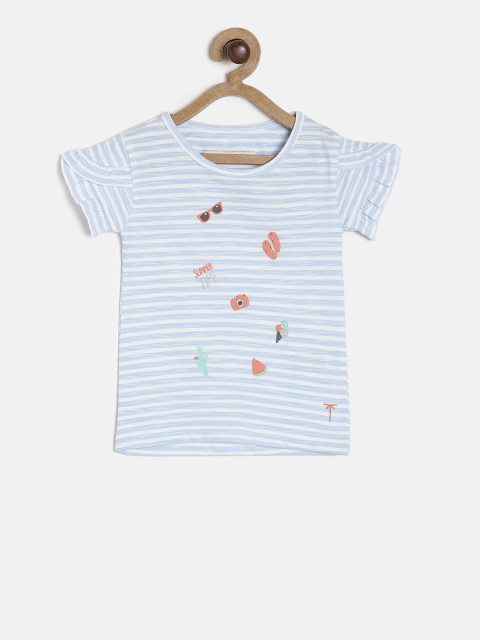 

Palm Tree Girls Blue & White Striped Round Neck T-shirt