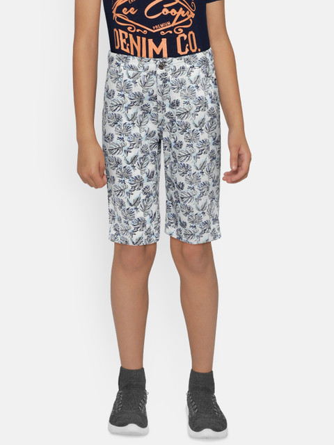 

Gini and Jony Boys White Printed Slim Fit Regular Shorts