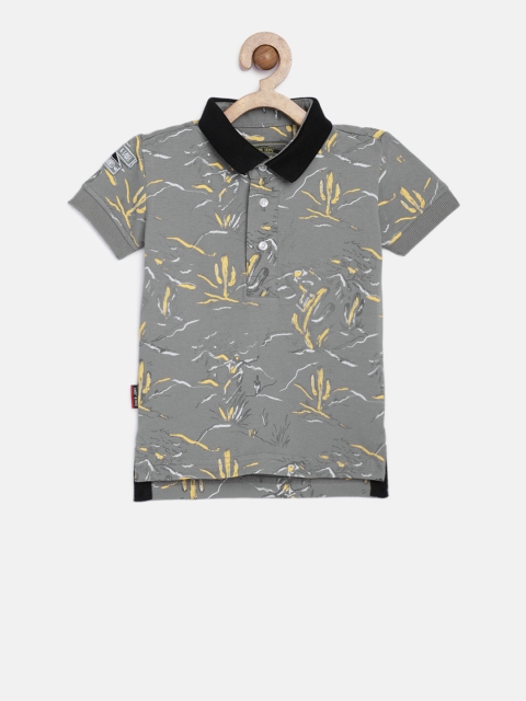 

Gini and Jony Boys Grey Printed Polo Collar T-shirt