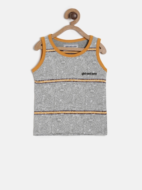 

Gini and Jony Boys Grey Printed Round Neck Sleeveless T-shirt
