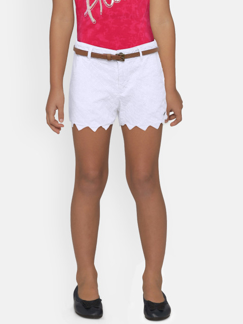 

Gini and Jony Girls White Embroidered Regular Fit Shorts