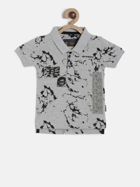 

Gini and Jony Boys Grey Printed Polo Collar T-shirt