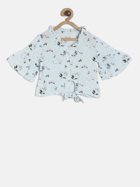 

Gini and Jony Girls Blue Printed Top
