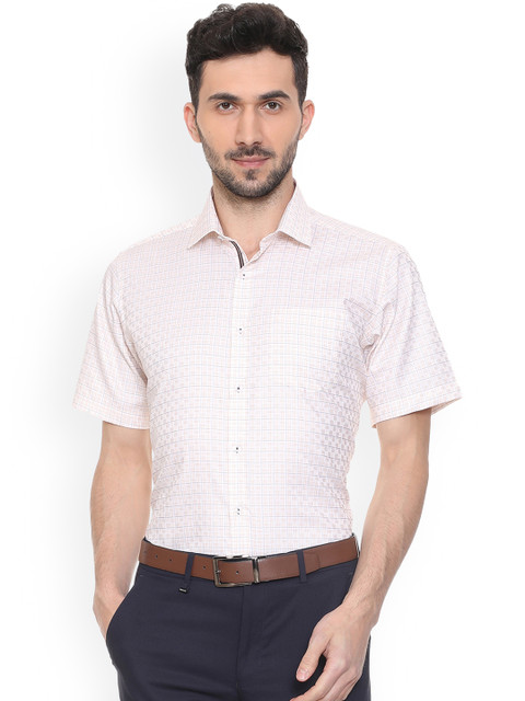 

Van Heusen Men Pink Regular Fit Checked Formal Shirt