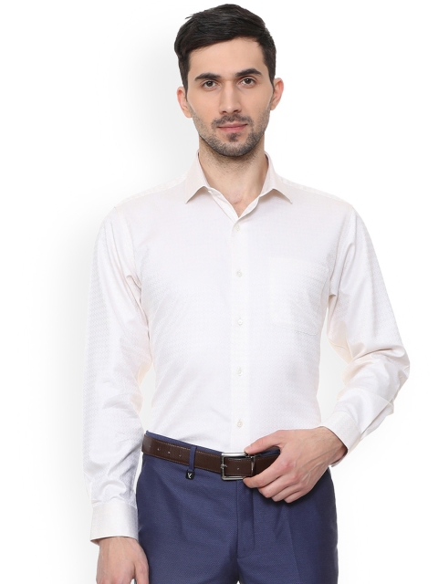 

Van Heusen Men Cream-Coloured Regular Fit Self Design Formal Shirt