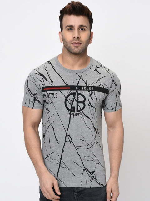 

WILD WEST Men Grey Printed Round Neck T-shirt