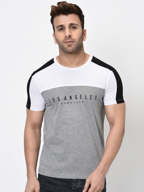 

WILD WEST Men Grey Colourblocked Round Neck T-shirt