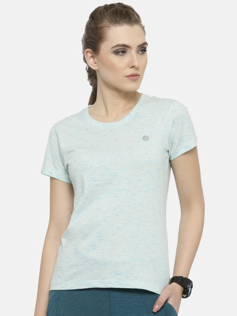 

BUKKUM Women Blue Solid Round Neck T-shirt