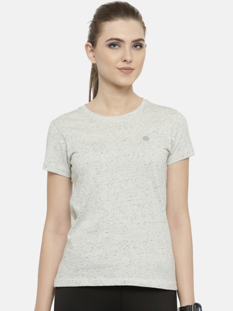 

BUKKUM Women Off-White Solid Round Neck T-shirt